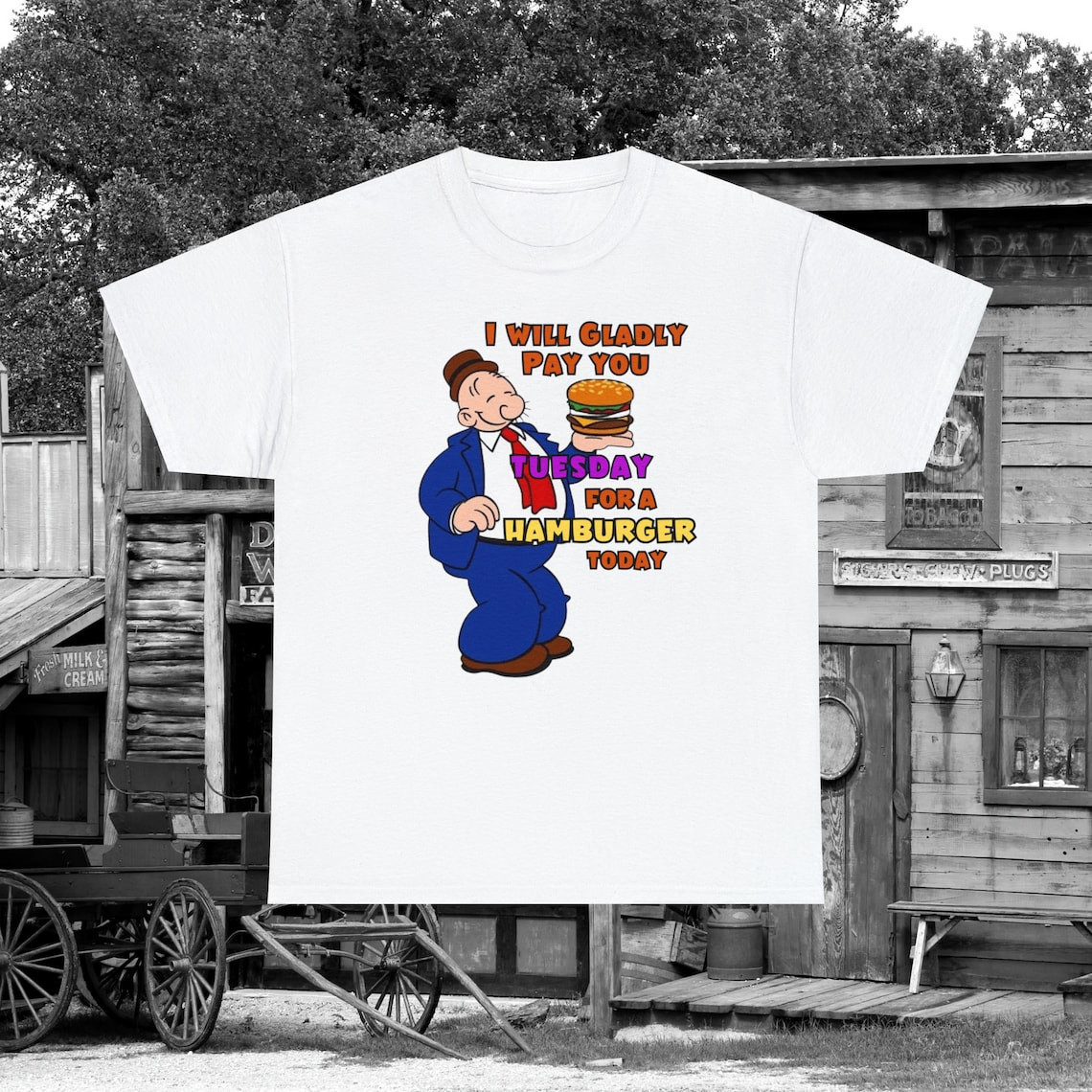 Wimpy Hamburger Quote T-Shirt Popeye Cartoon Graphic Tee Gildan 5000 Unisex gallery