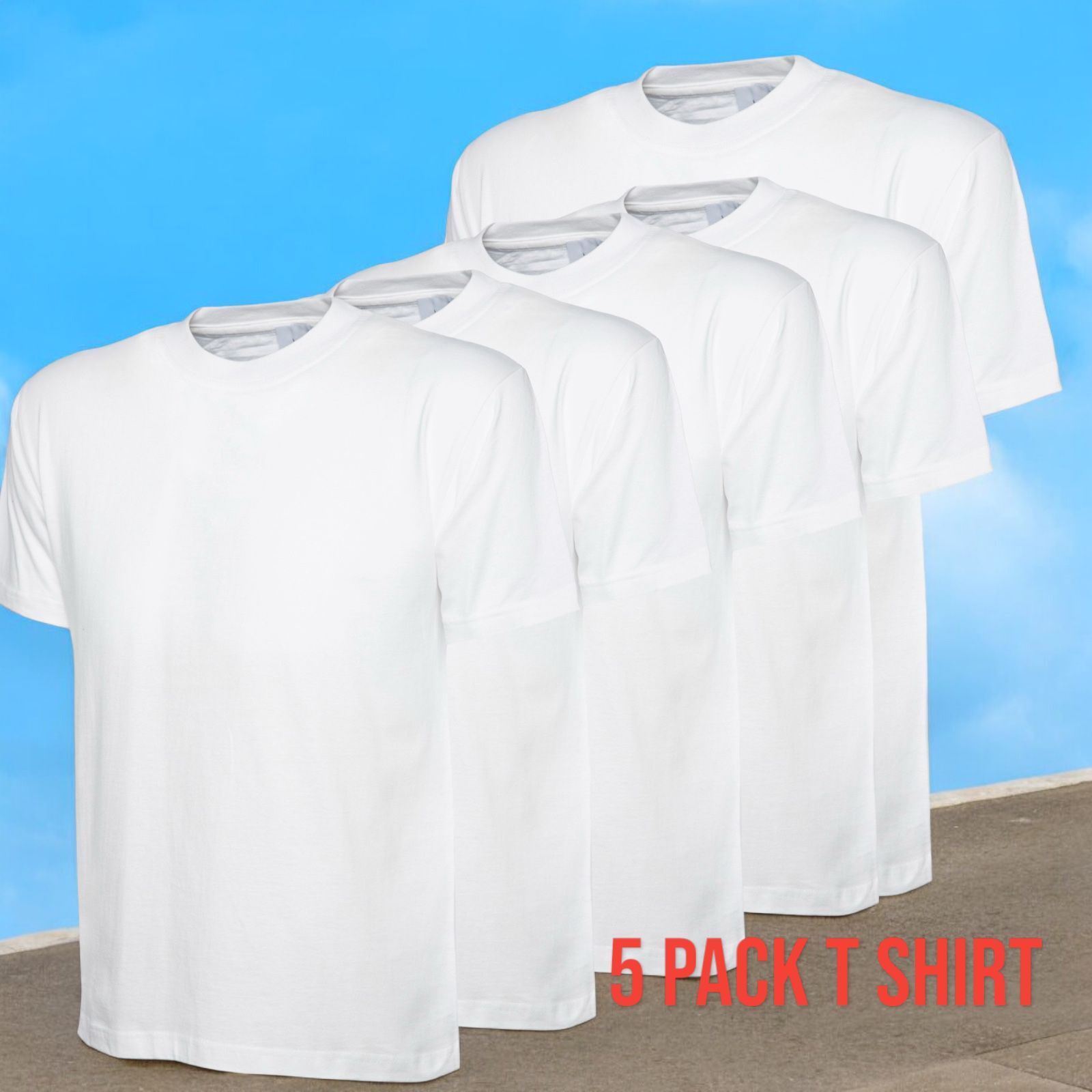 Men's 5 Pack Cotton T-Shirts Crew Neck Short Sleeve Plain Tee Top S-3XL UNEEK gallery