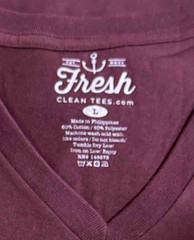 Fresh Clean Tees Mens Large V-Neck Garnet Red Soft Stretch Shirt Casual