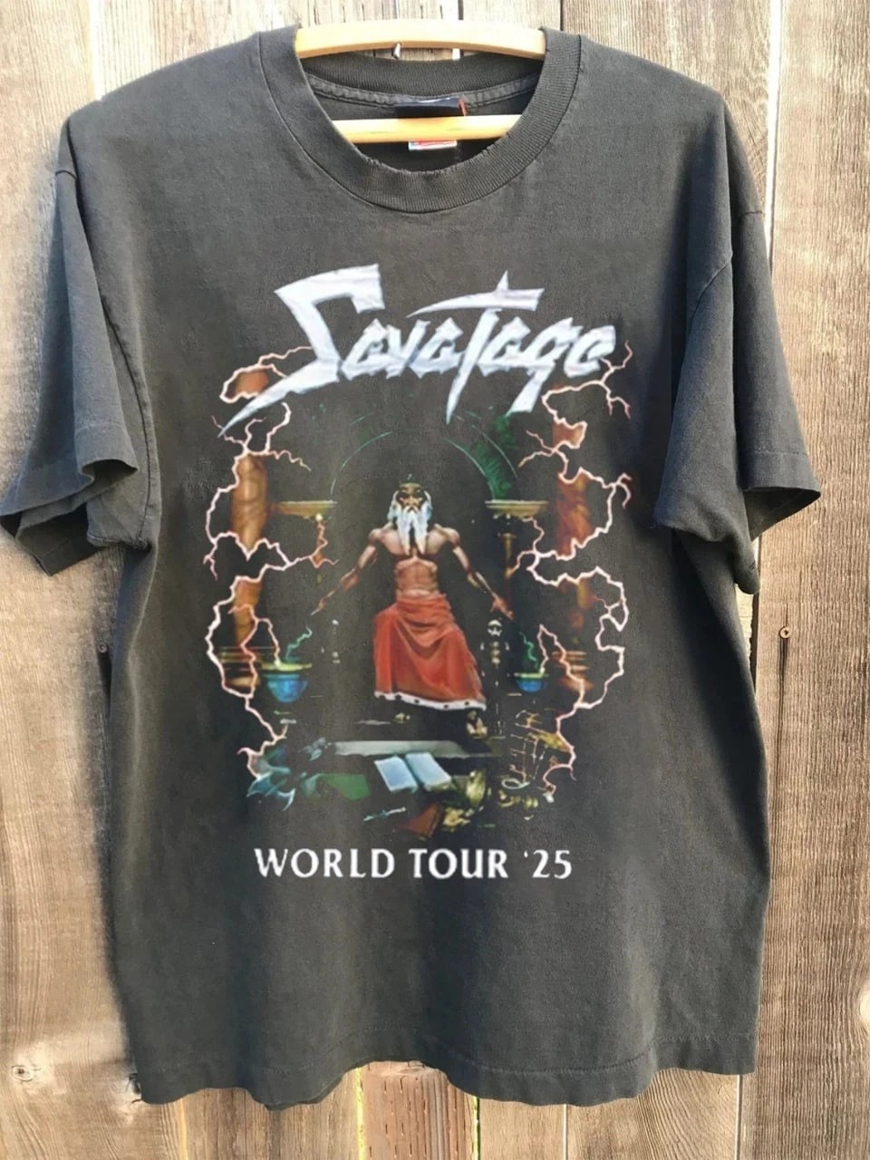 Savatage World Tour 2025 Heavy Metal Graphic T Shirt Charcoal S-5XL