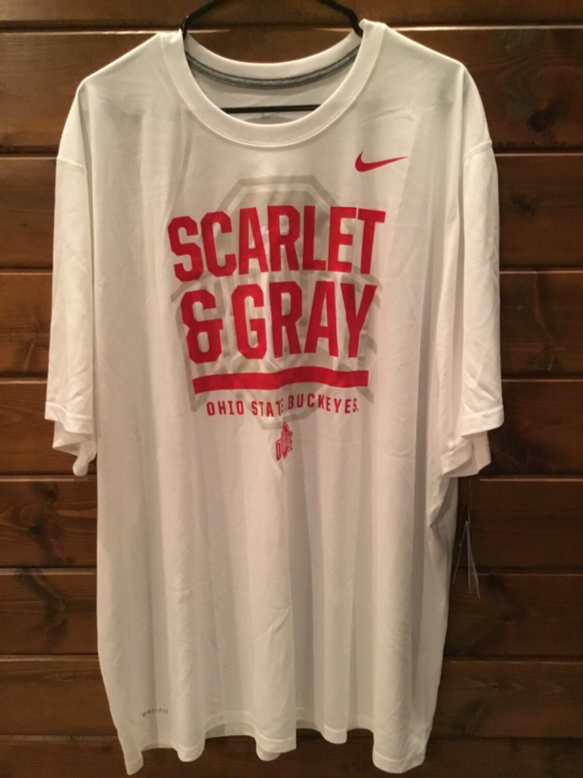 Ohio State Buckeyes “SCARLET & GRAY” White NIKE Dri-Fit 3x SS T-shirt NWT
