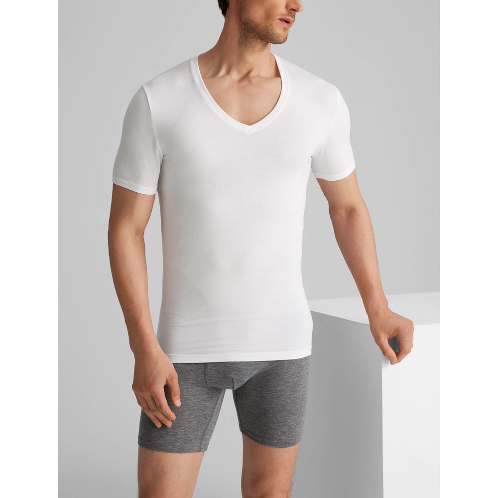 Tommy John Men’s XL White Second Skin Stay Tucked Deep V-Neck Undershirt C8-4