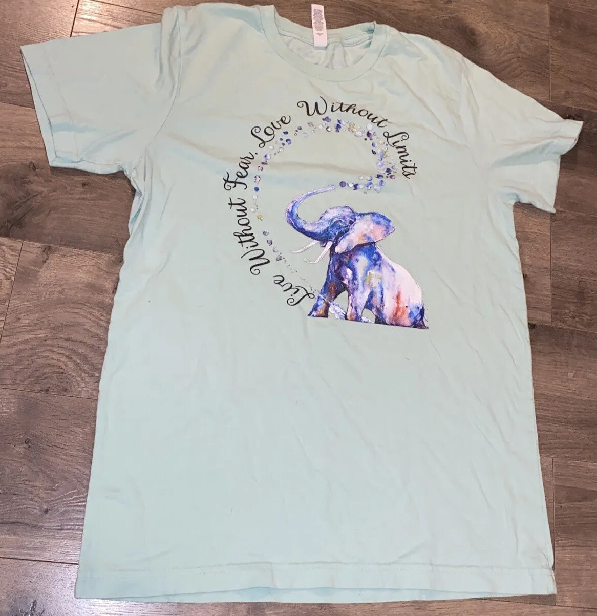 Elephant BELLA + CANVAS Mint Green Live Wo Fear. Love Wo Limits SS T Shirt Sz M gallery