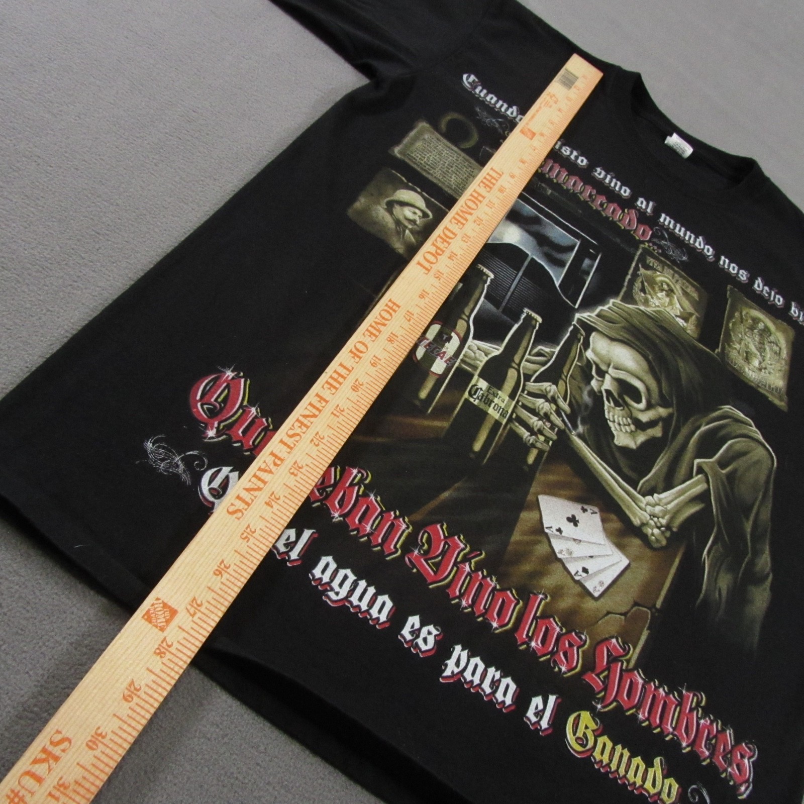 Vntg Bootleg Grim Reaper Beer Shirt L Large Y2K Punk Skulls Gothic Miss Print gallery