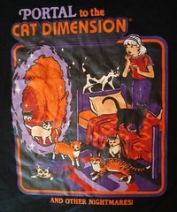 Romwe Portal to the Cat Dimension & Other Nightmares Mens Graphic T-Shirt Size L