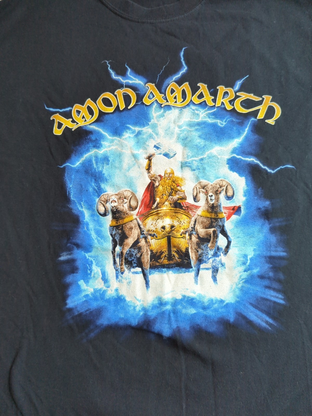 Amon Amarth Band T-Shirt Large Black Thor Let Your Hammer Fly Graphic Gildan Tee gallery