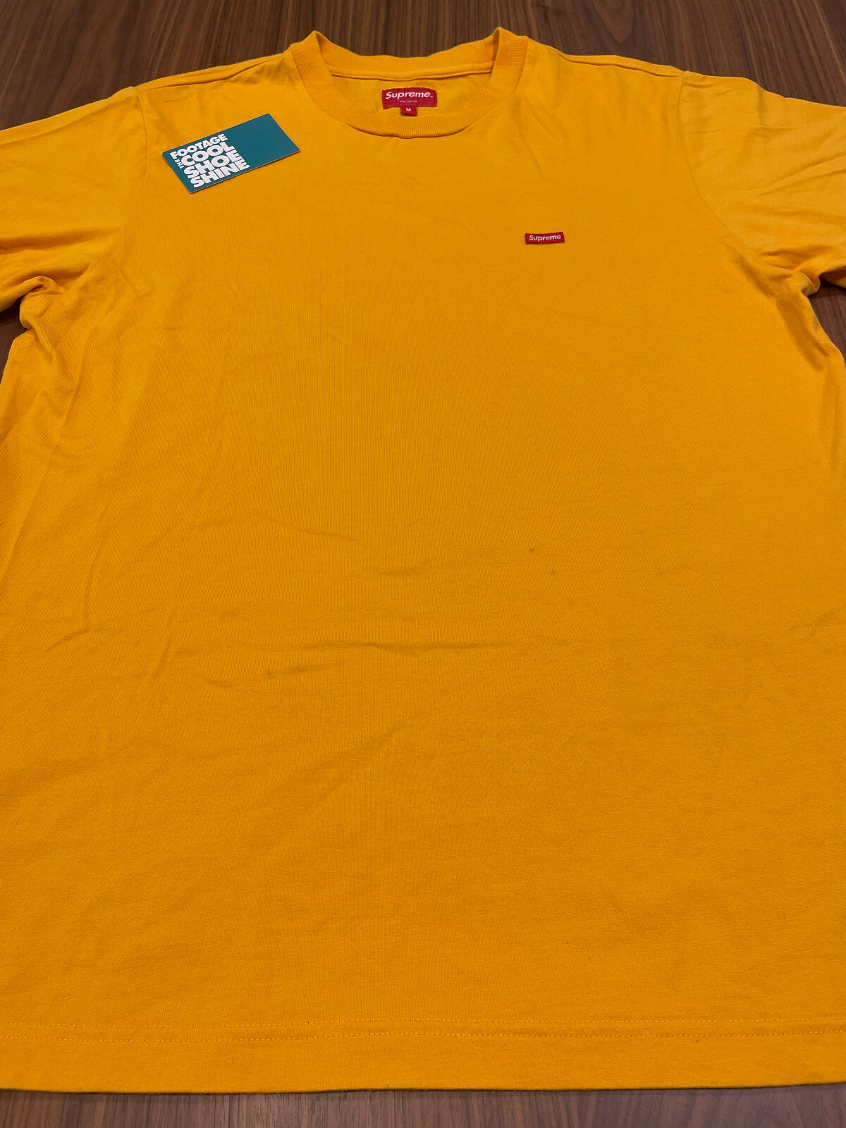 2016 SS16 SUPREME MINI SMALL BOX LOGO TEE SHIRT GOLD YELLOW RED MEDIUM M gallery