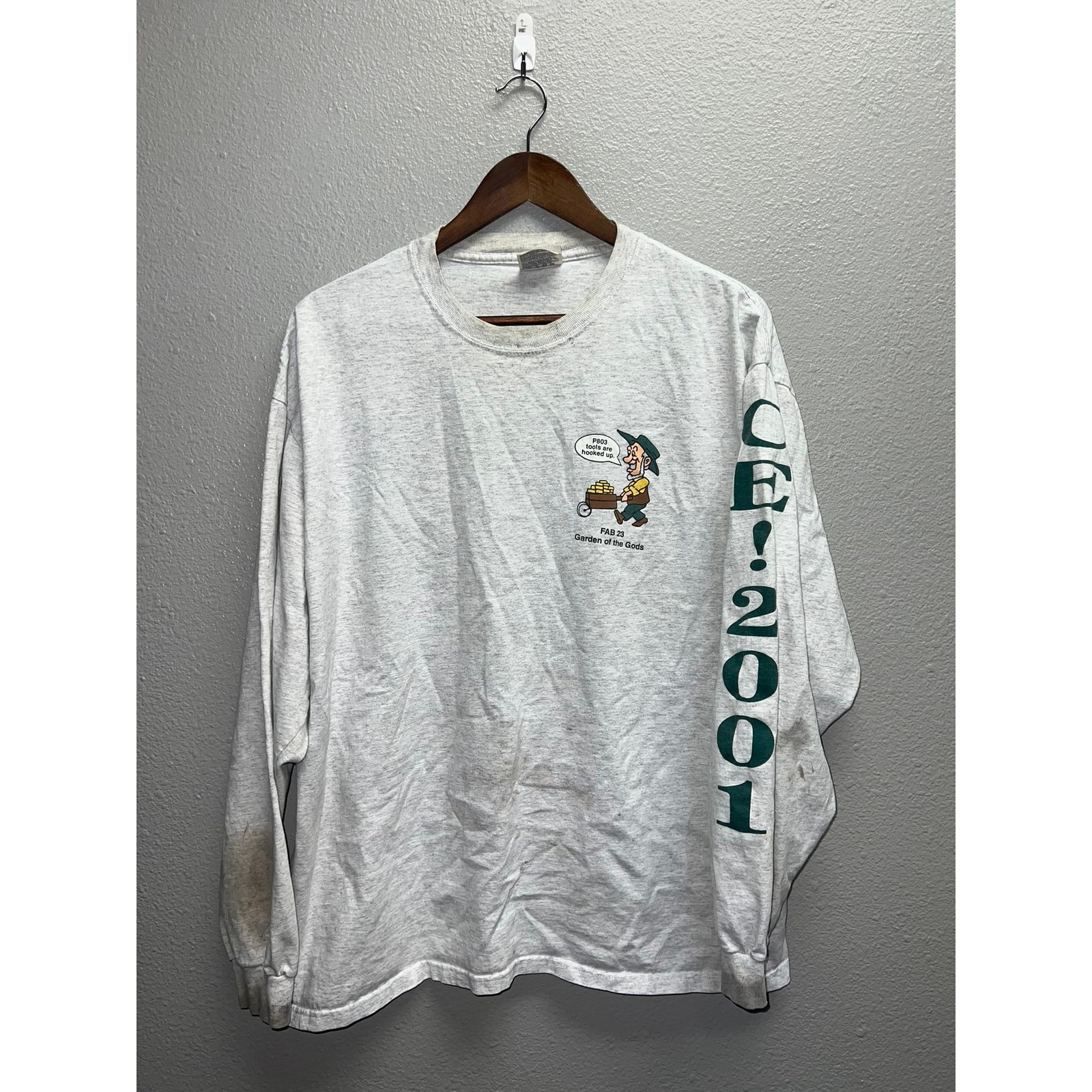 Vintage Garden of The Gods Long Sleeve Shirt P803 2001 Gray Worn Tee Stained XL gallery