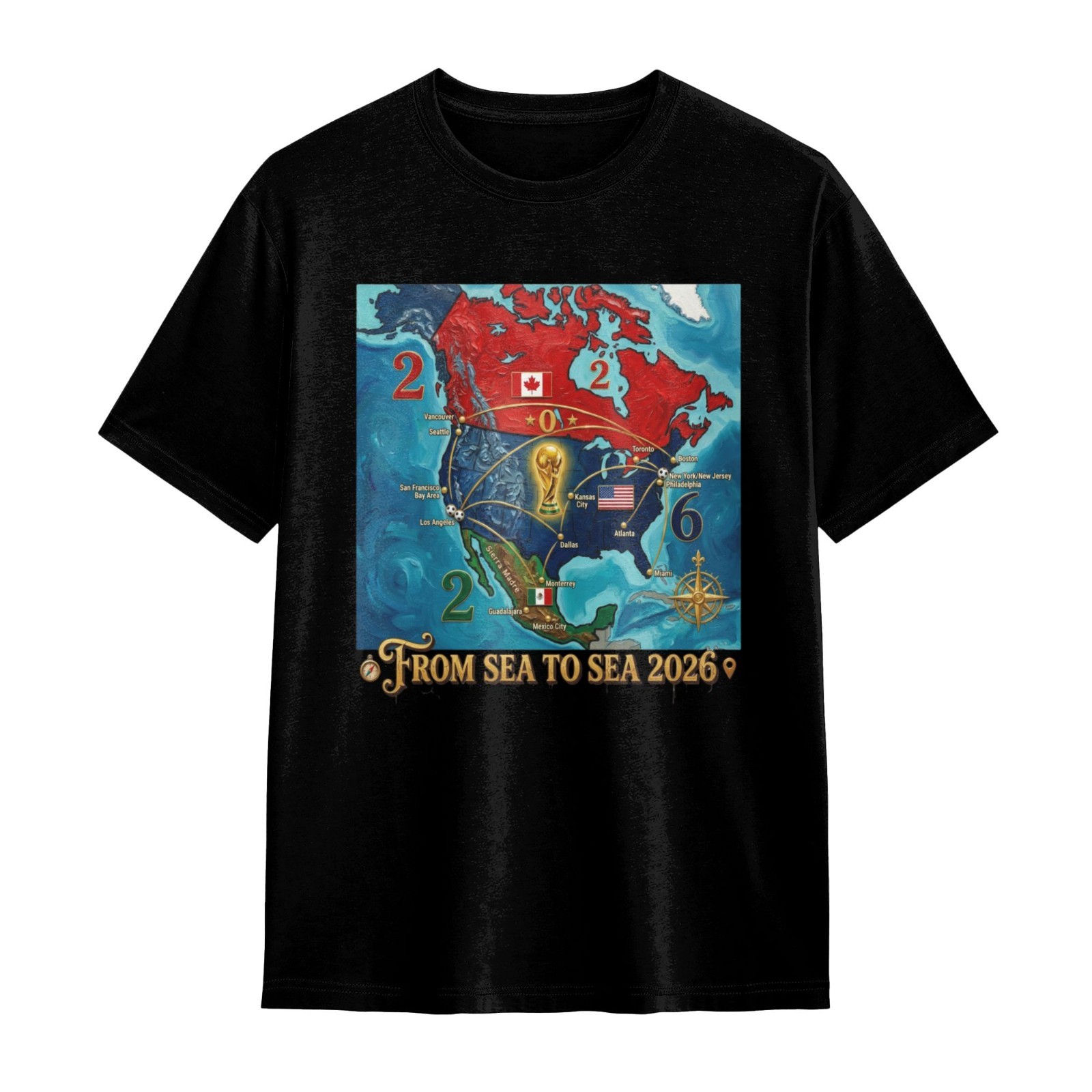 Limited Edition 2026 Fifa World Cup "From Sea to Sea" Host Map T-Shirt Soccer gallery