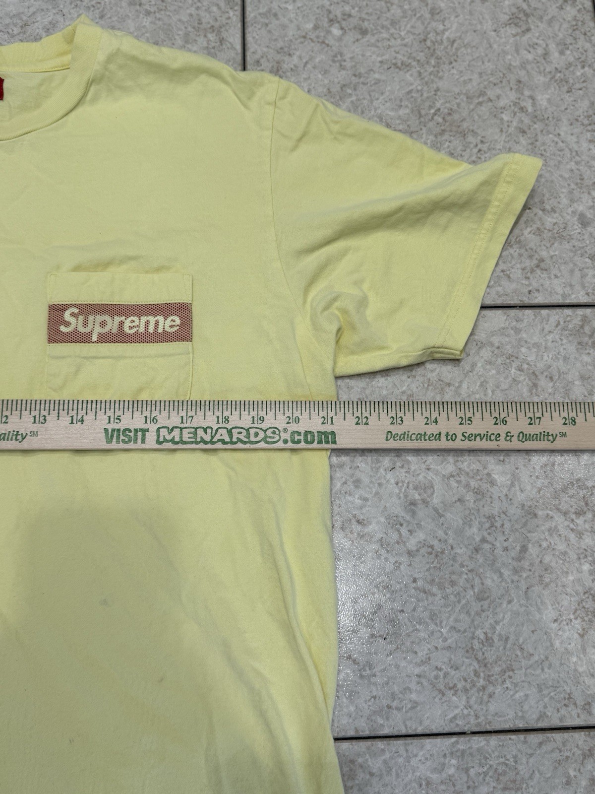 Supreme Mesh Stripe Pocket Tee – Large – Pale Yellow - SS19 gallery