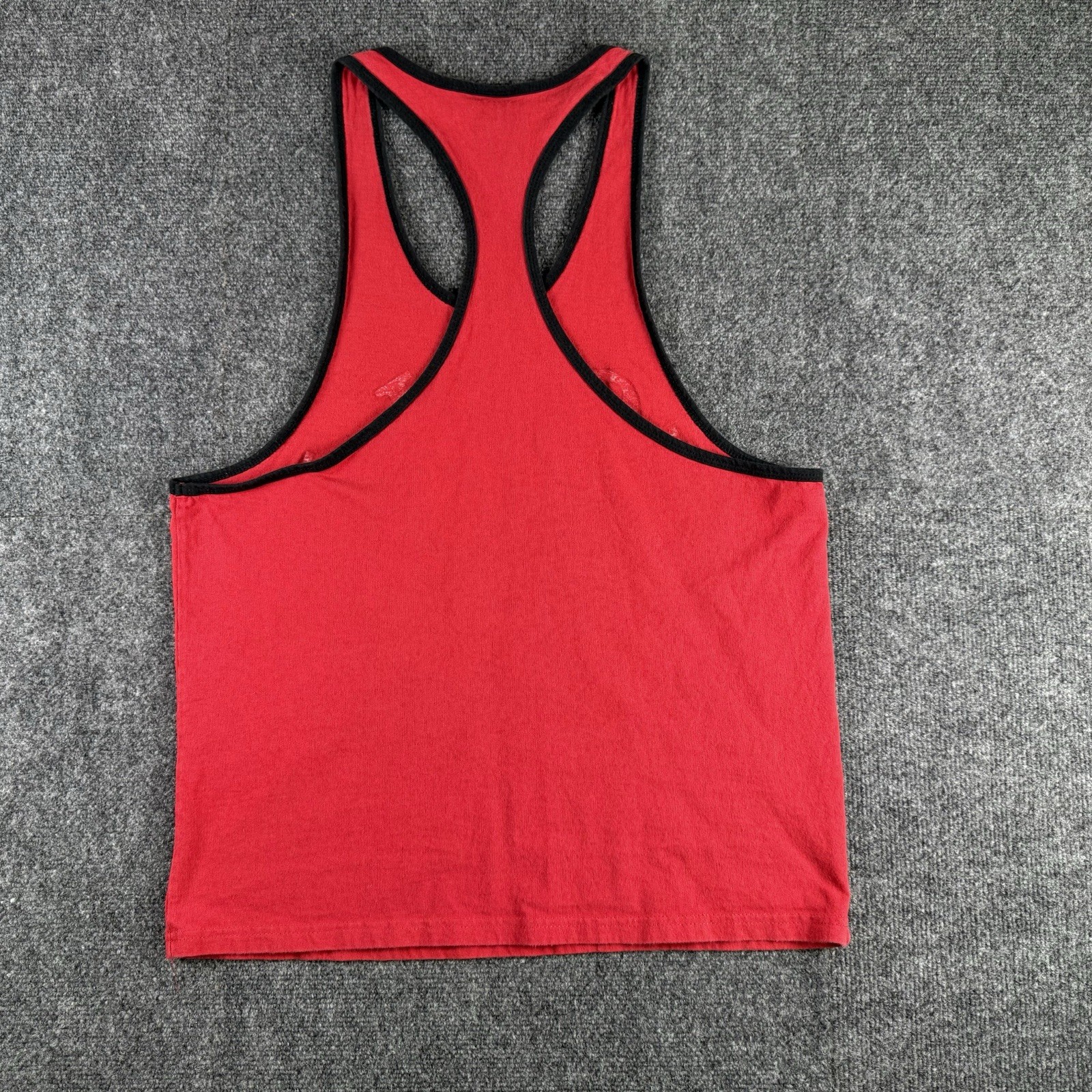 VINTAGE World Gym Shirt Mens Medium Red Tank Top Stringer Lifting Workout 90s gallery