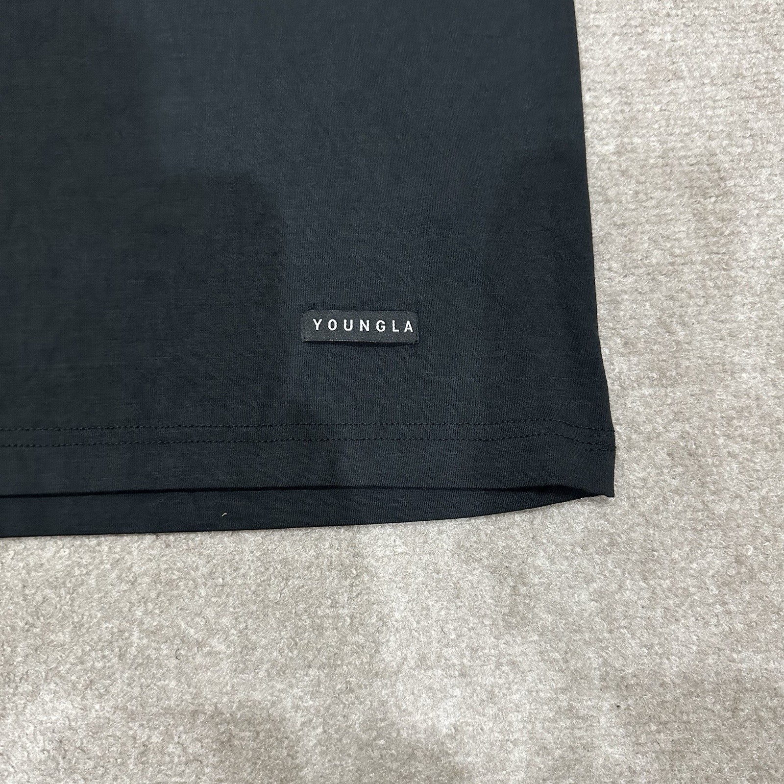 NWT YOUNGLA Model 720 Men's Large Black Henley Stretch Modal Blend Short Sleeve gallery