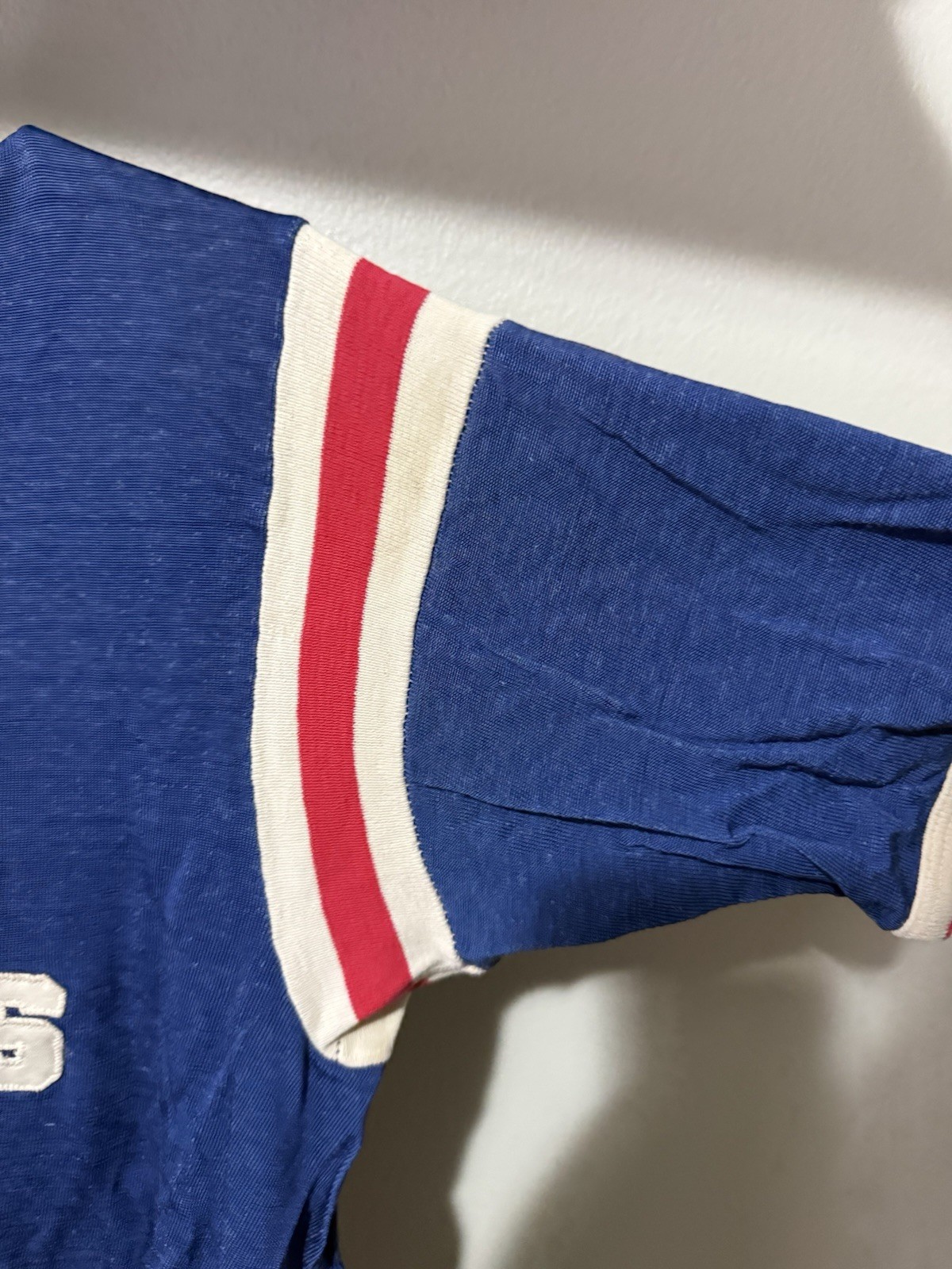 1960s Home Savings Blue Distressed Durene Ringer Jersey T-Shirt Flaws M gallery