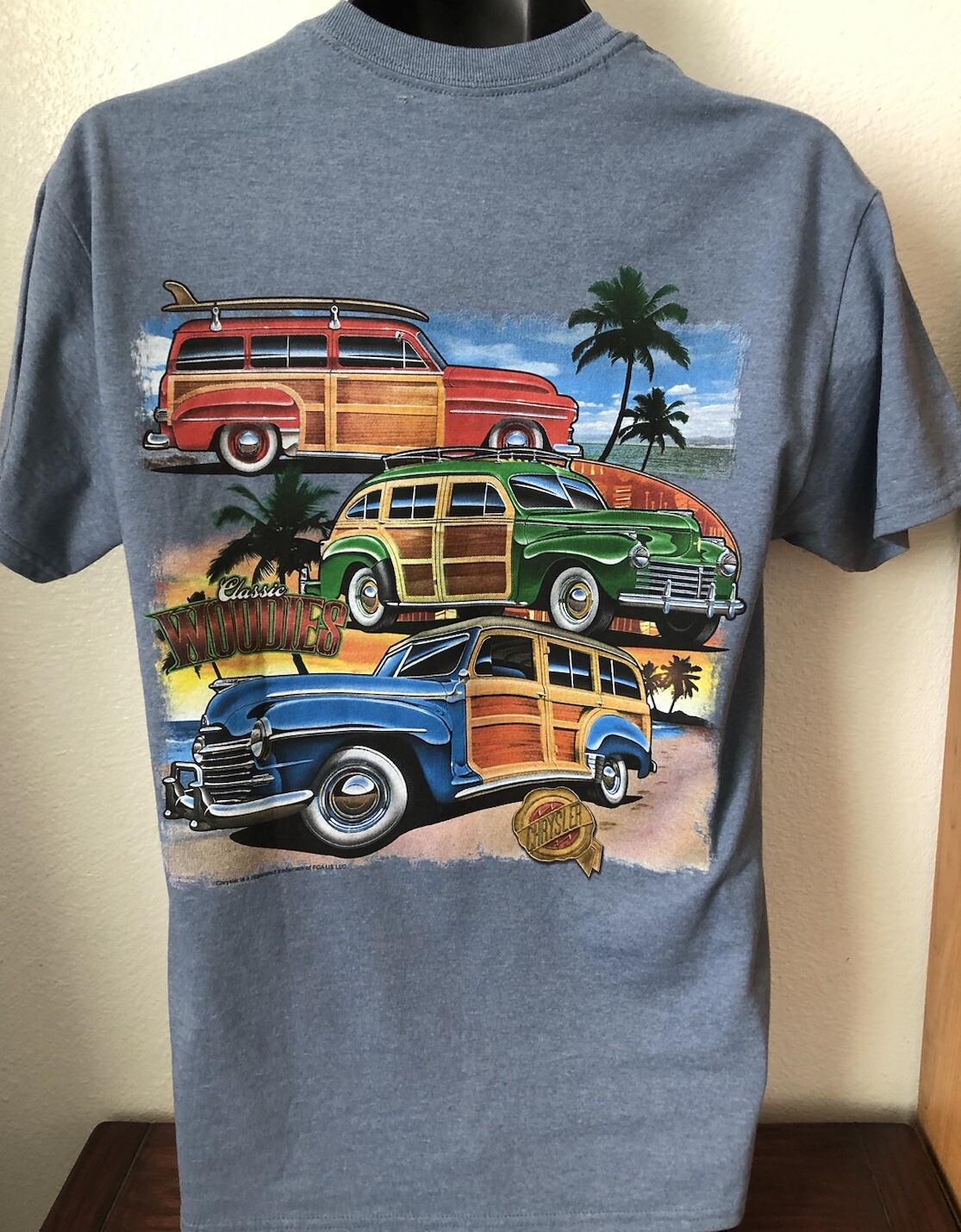 Vintage Cars Chrysler Classic Woodies David Carey Men’s Employee Work T-shirt M gallery