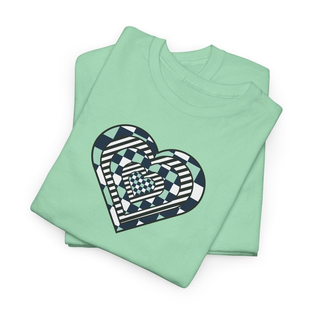 Geometric Pattern Heart Tee, Cute Valentine’s Day Shirt, Checkerboard Heart Top