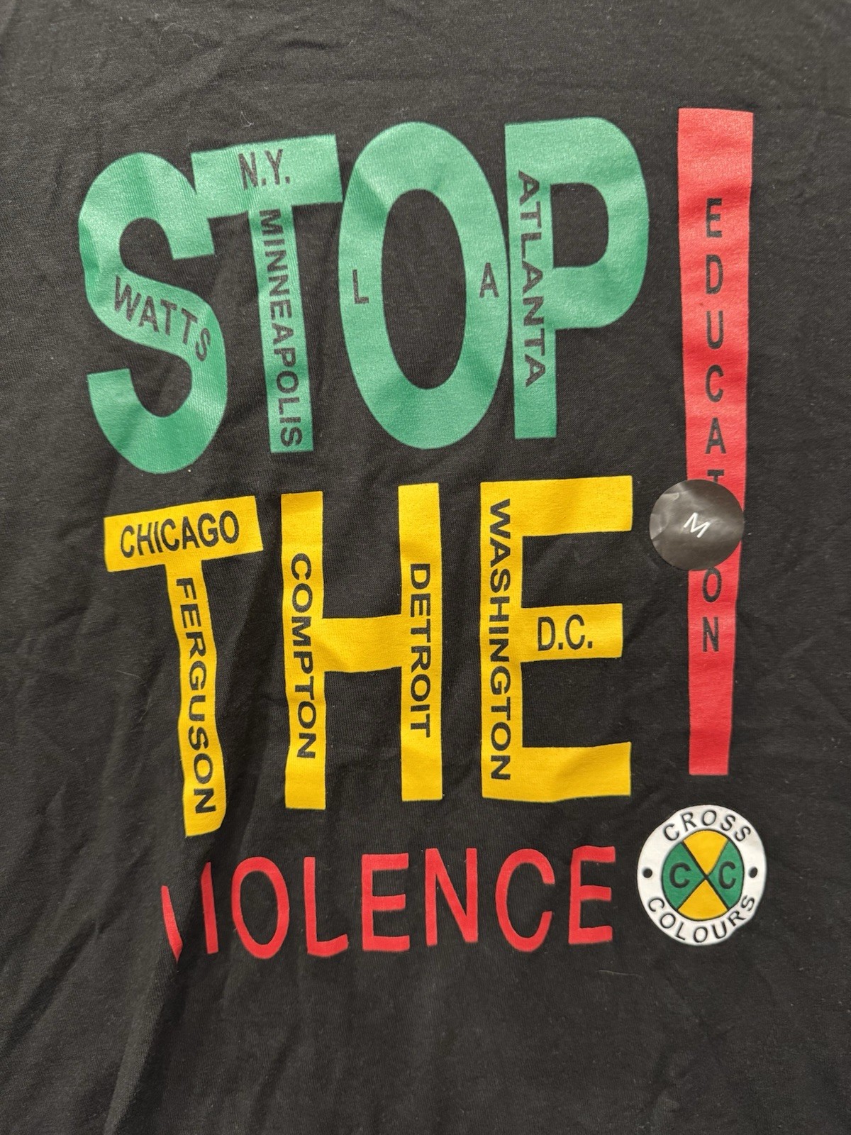 Cross Colours Hip Hop Rap T-Shirt Medium PEACE Stop the Violence 2020 Reprint gallery