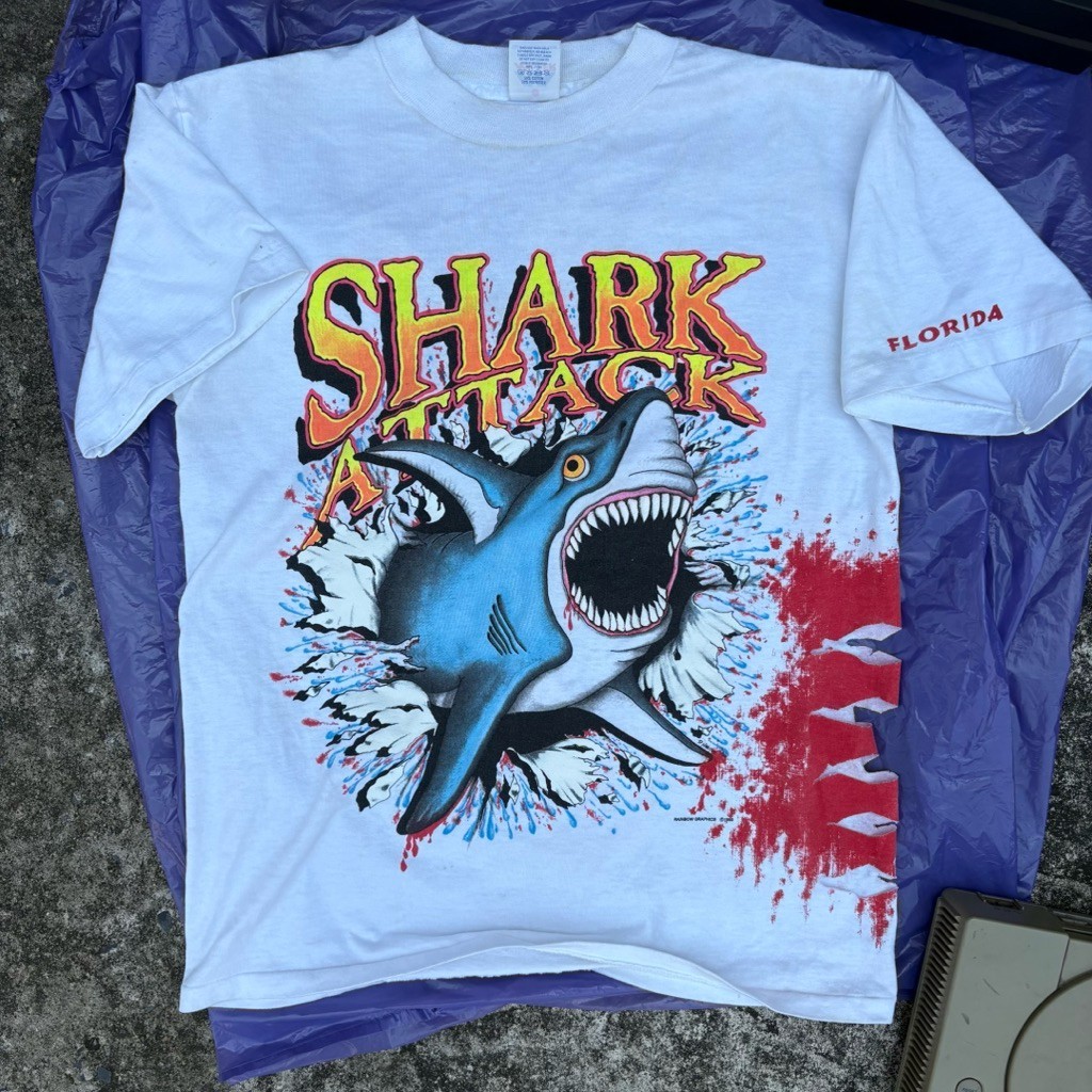 Rare Vintage 1993 Shark Attack T-Shirt Miller Brand Made in USA Big Graphic M gallery