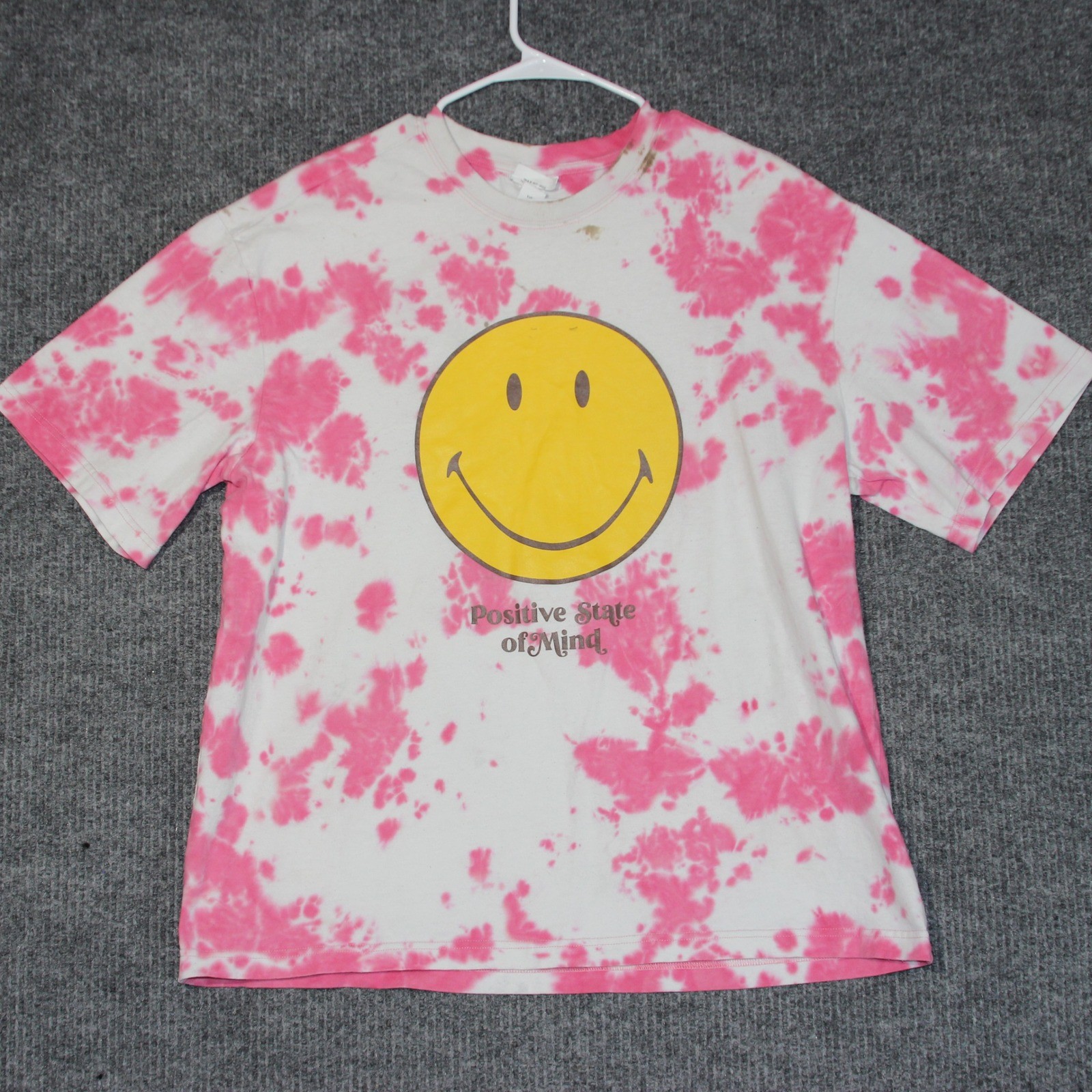 Smiley x HM Positive State of Mind Tie Dye T-Shirt Men’s Size L Pink Yellow
