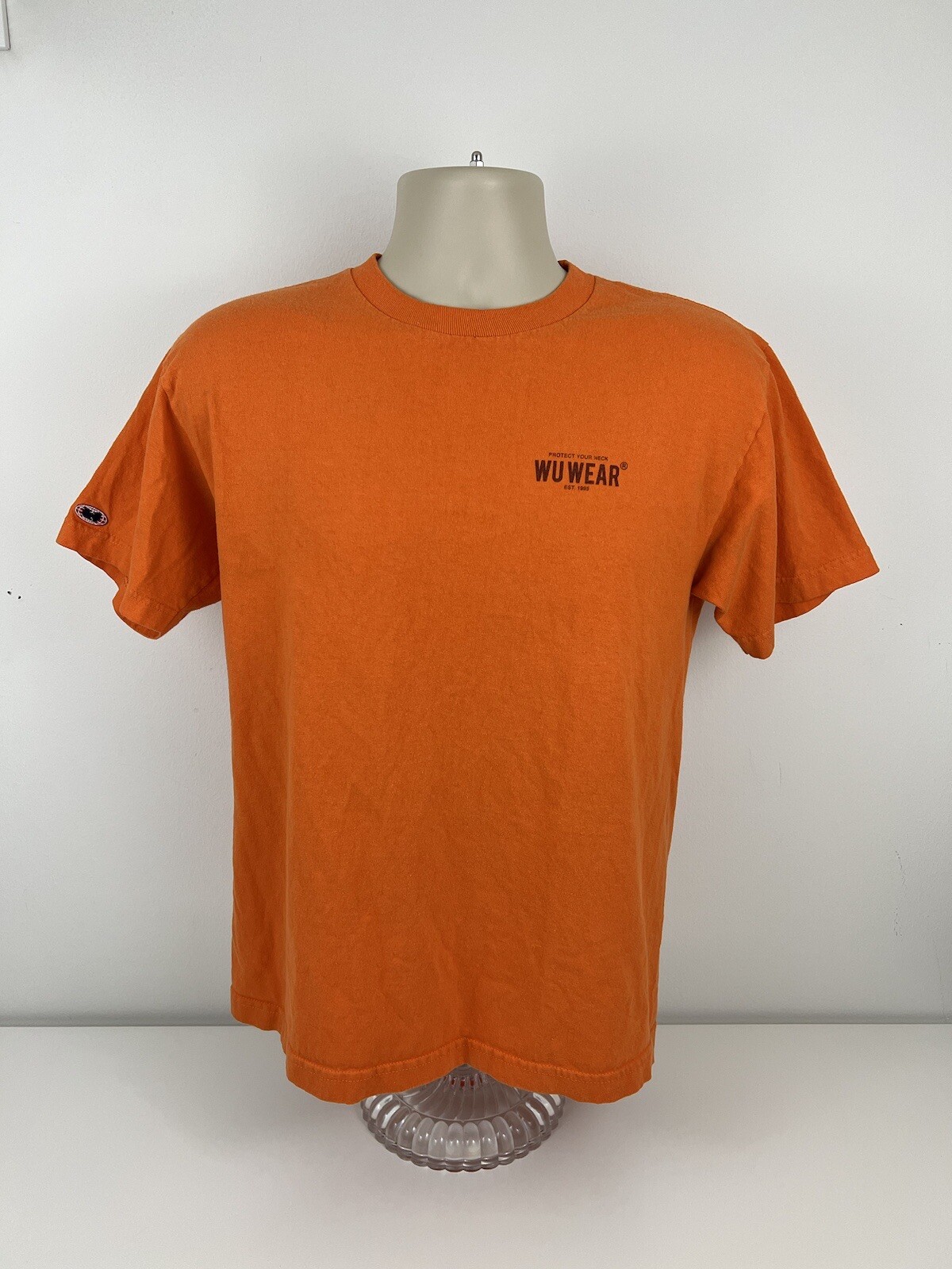Wu Wear Orange T Shirt Mens Size M Medium Wu-Tang Clan Rap READ STAINS USED