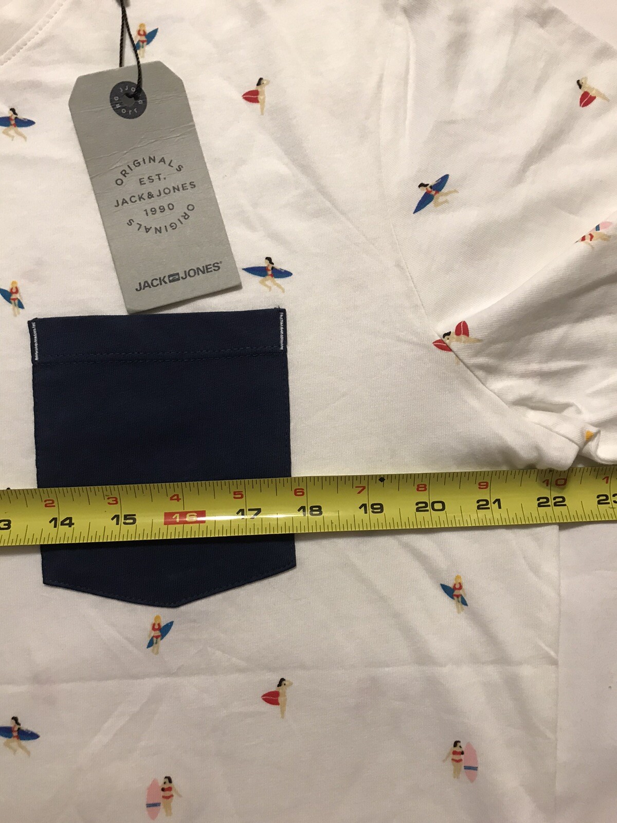 Jack & Jones Shirt Mens Large White Jorvacations Cloud Dancer Graphic Print gallery