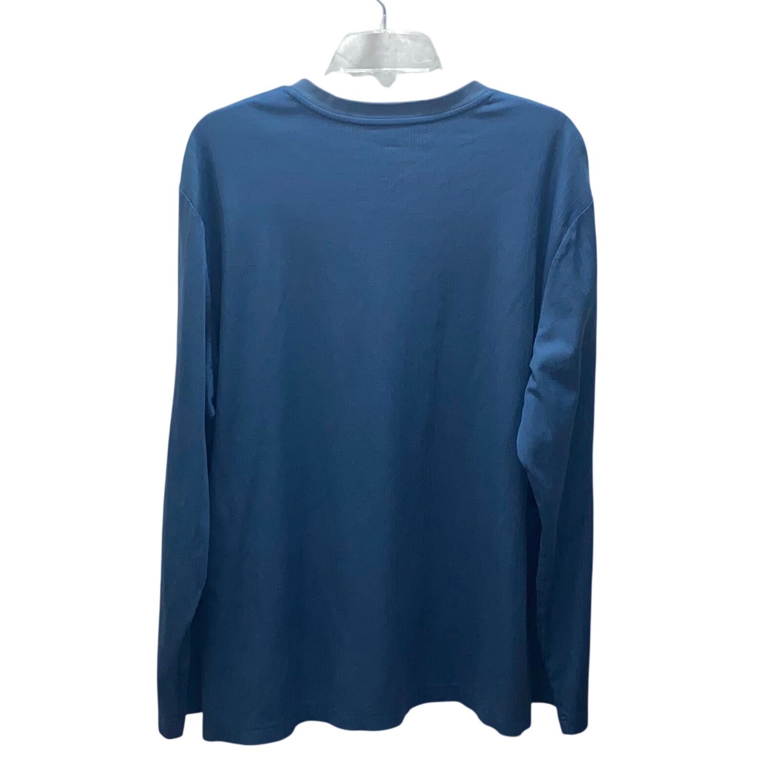 Croft & Barrow Mens XXL Blue Ribbed V-Neck Long Sleeve Easy Care T-Shirt gallery