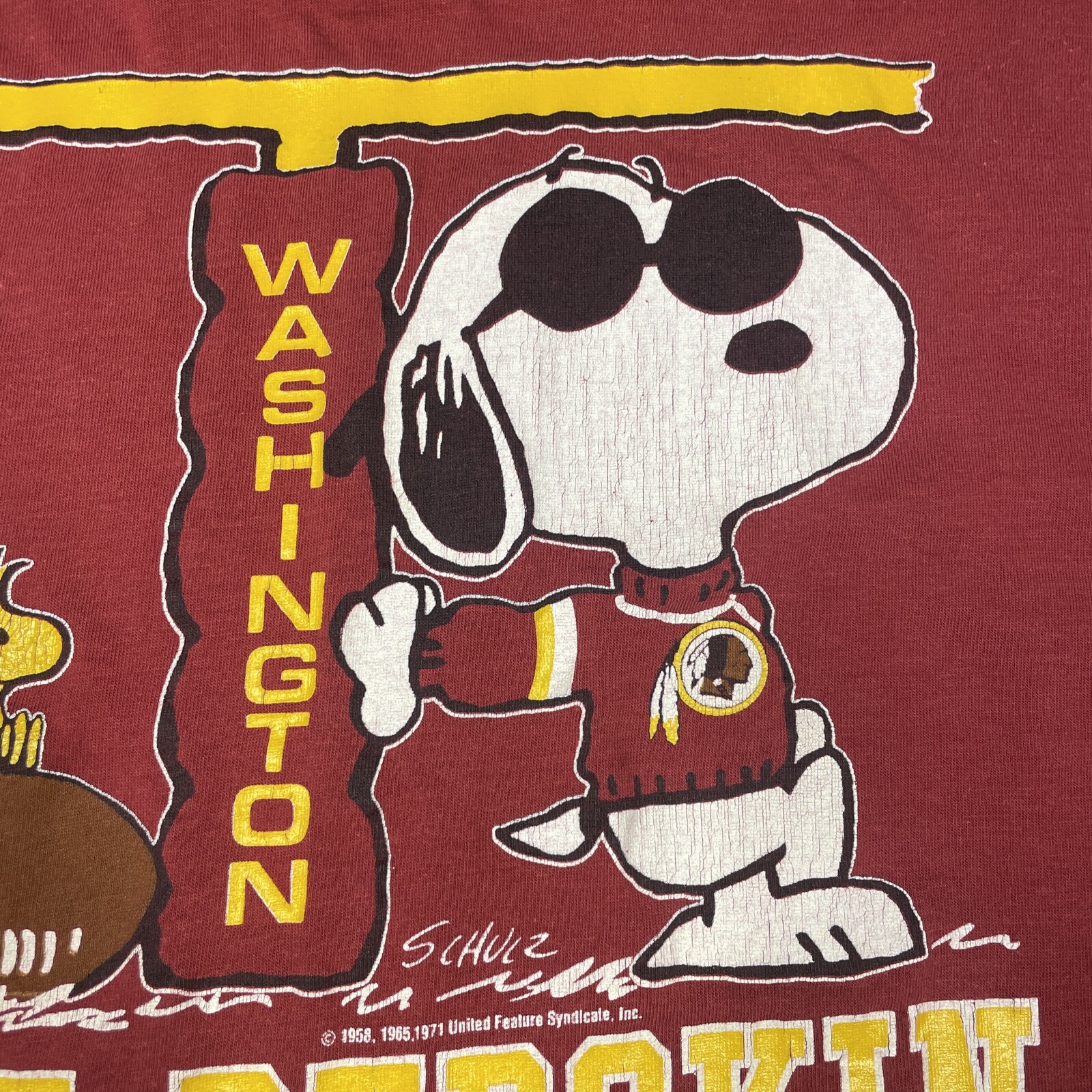 Vintage Snoopy Joe Cool Washington Redskins T Shirt Artex USA Medium gallery