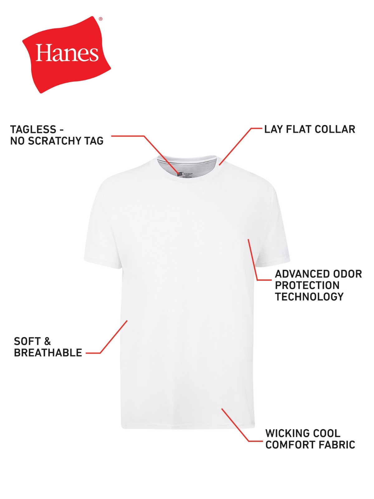 Hanes 6-Pack Tee Men's Crew T-Shirt Soft and Breathable White gallery
