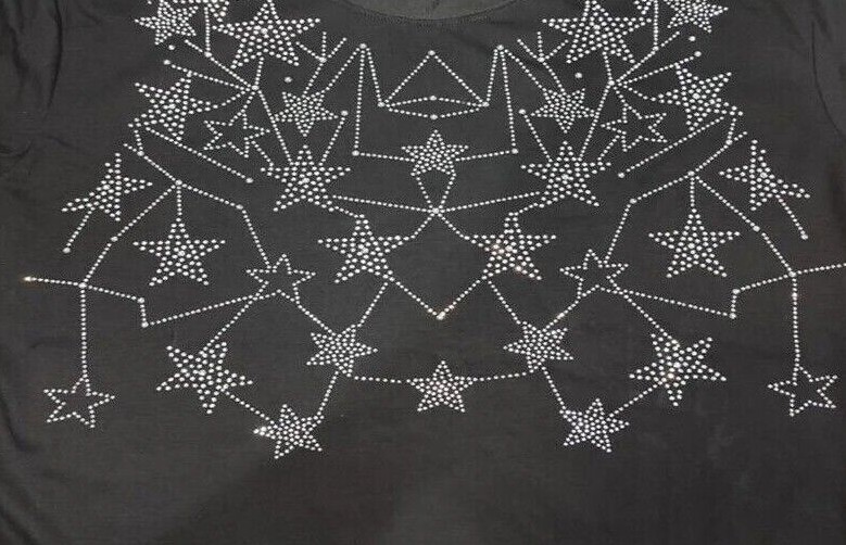 New Men Luxury V-Neck Diamond Star Rhinestones Fashion Black T-Shirt gallery