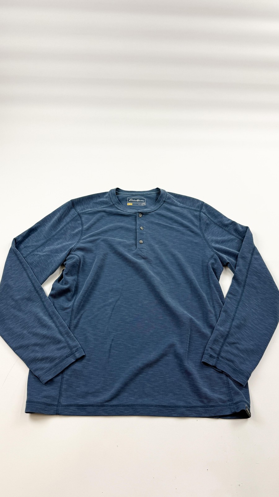 Eddie Bauer Shirt Mens Large Blue Active Performance Long Sleeve Henley Tencel