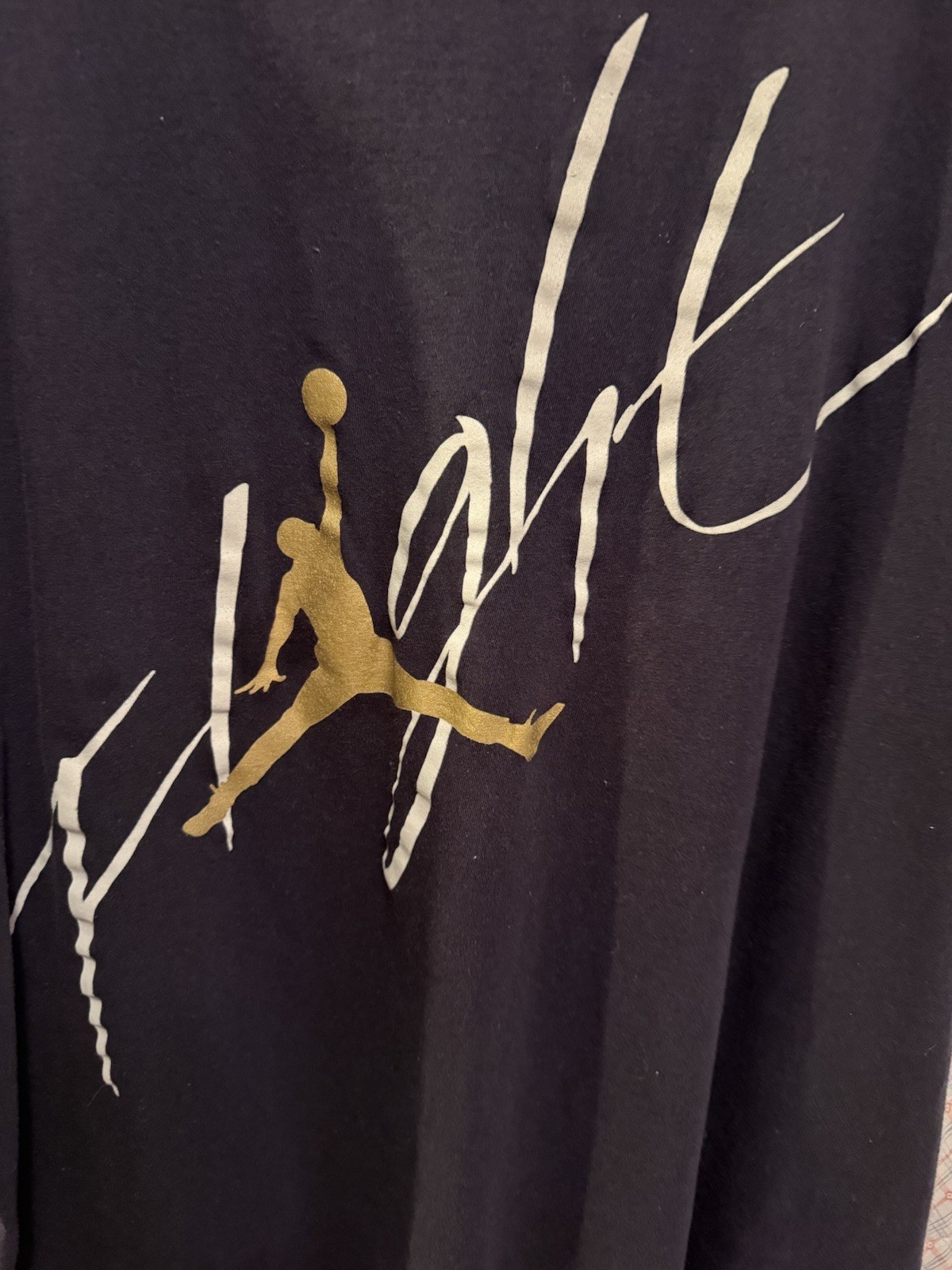 Nike Air Jordan Mens T-Shirt XL Black Gold Jumpman Gold Logo Short Sleeve Tee gallery