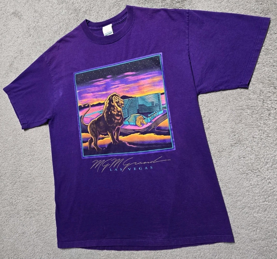 Vintage MGM Grand Las Vegas T Shirt Mens L 90s Lion Casino Gambling 1993 USA gallery