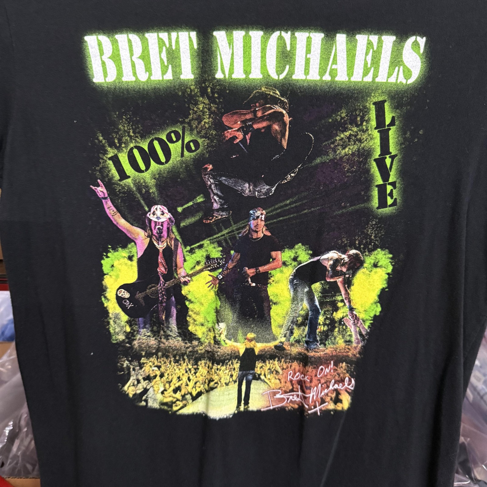 Bret Michaels Shirt Adult Large Black 100% Live Concert Graphic Tee Poison Band gallery