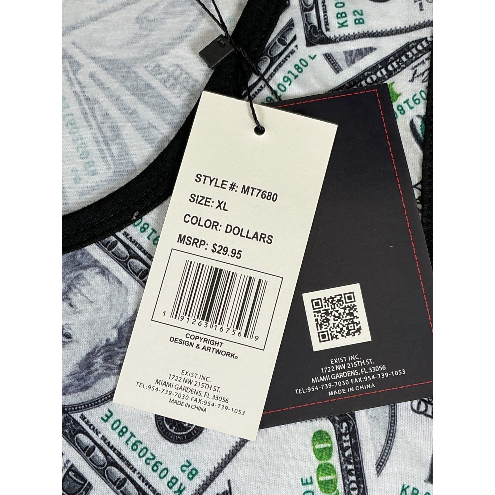 Spicy Tuna Tank Top Money Print Dollar Bills Graphic Mens XL NWT gallery