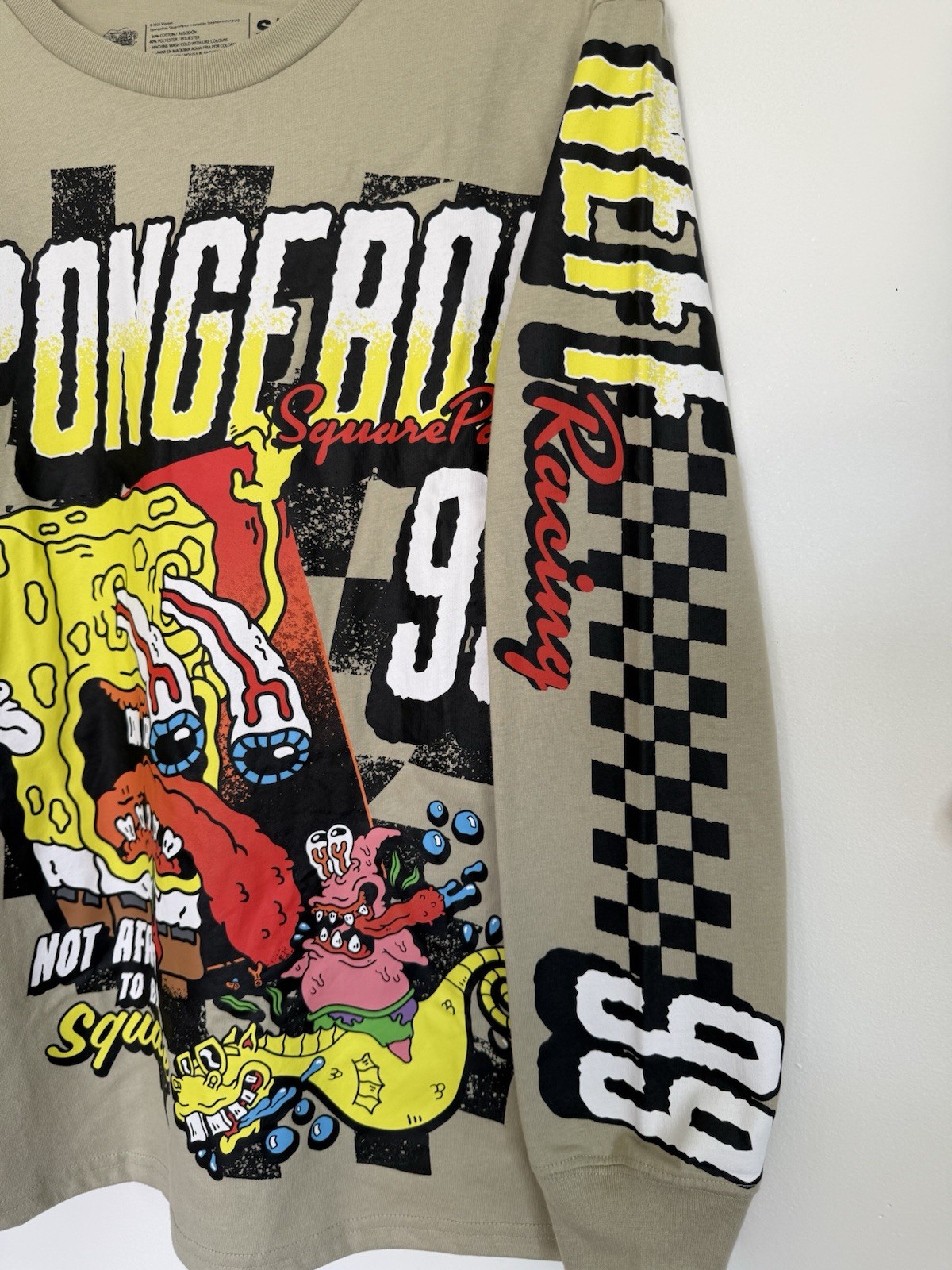 Spongebob Square Pants NEFF Turbo Racer Graphic Long Sleeve Olive Green Shirt Sm gallery