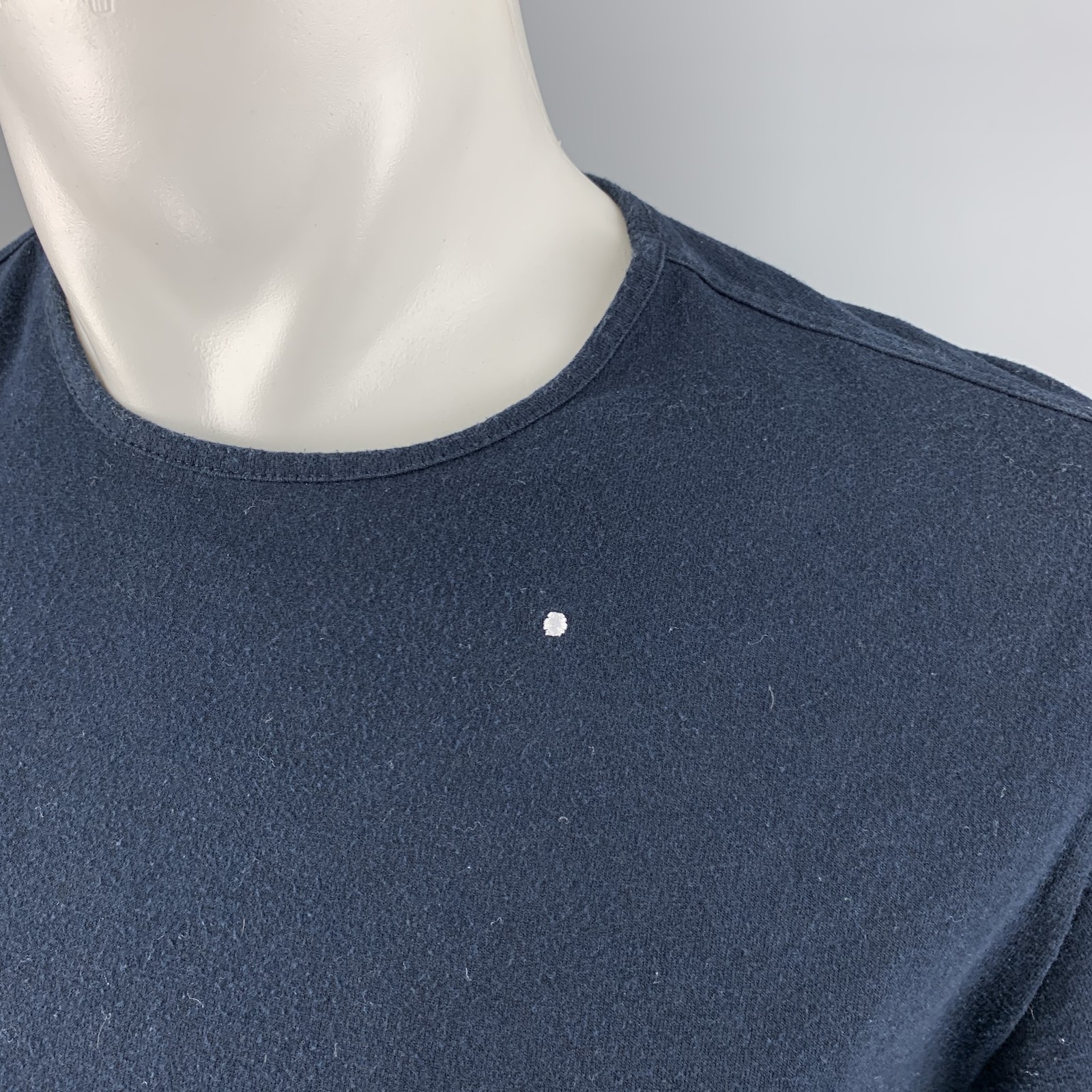 CAMO Size M Navy White Embroidery Cotton Polyamide Crew Neck T-shirt gallery