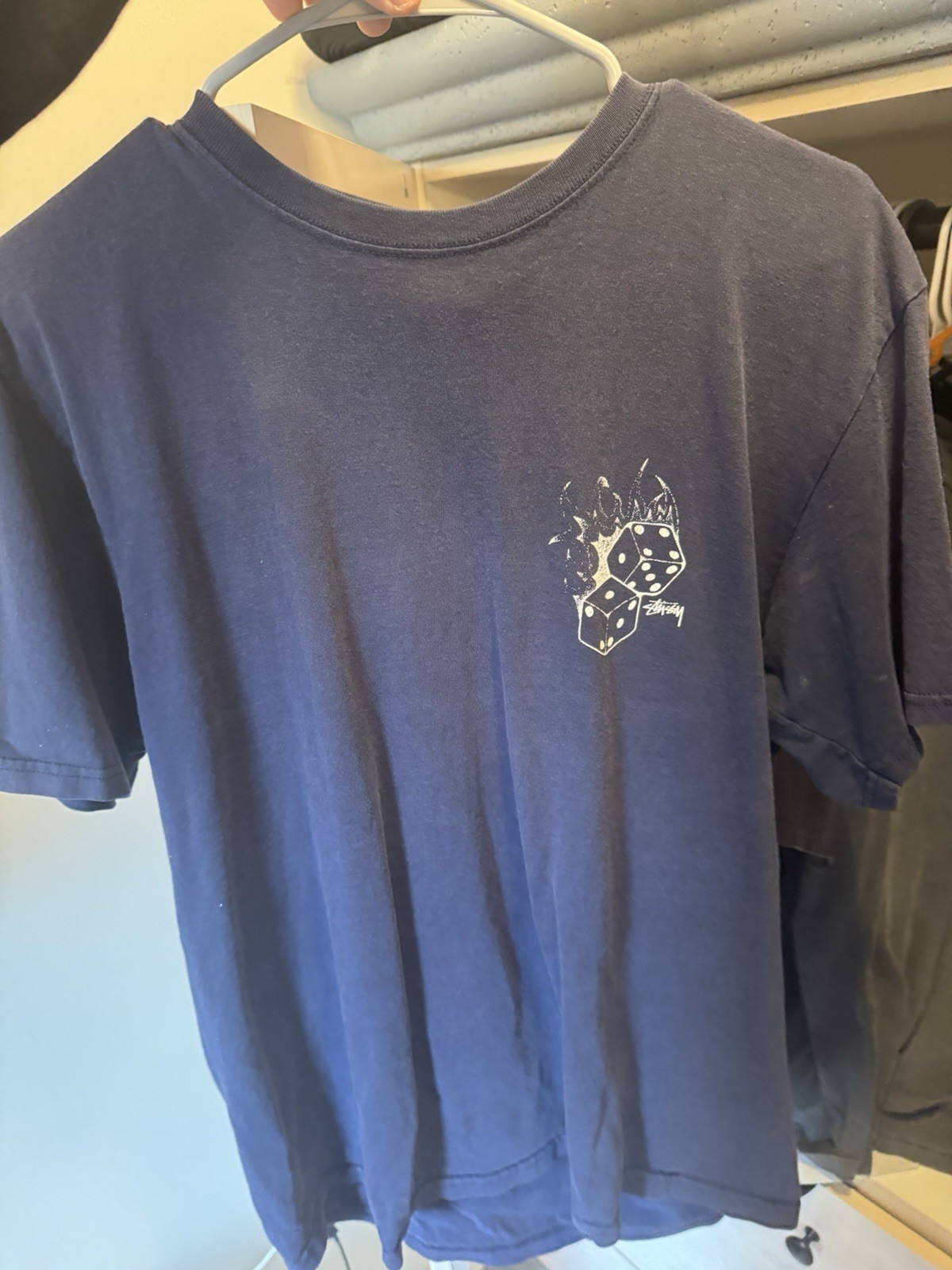Stussy navy fire dice tee M gallery