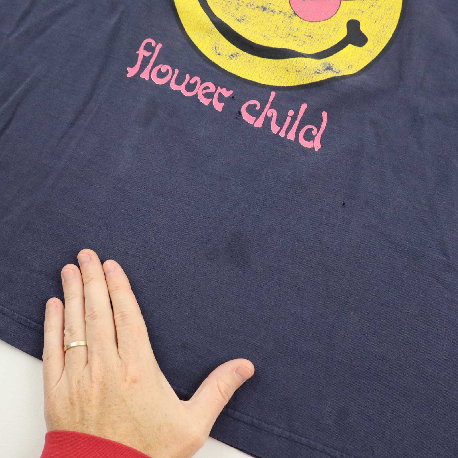 Vtg 90s Flower Child Smiley Face T Shirt Men XL Peace Sign Hippie Tee Streetwear gallery