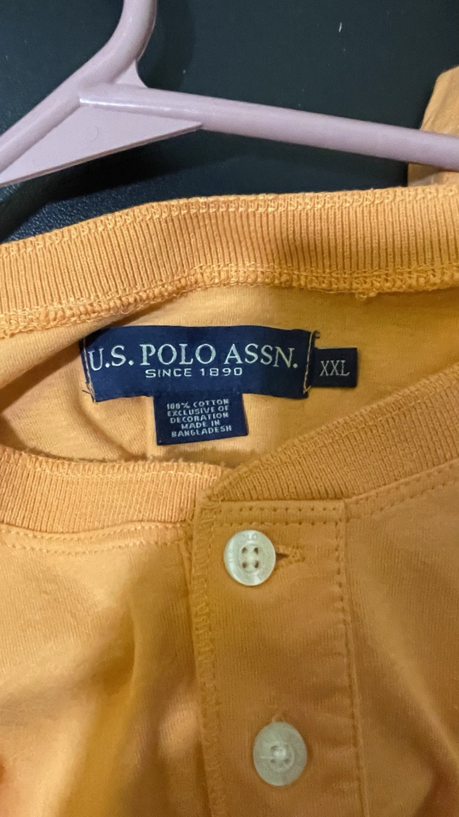 U.S. Polo Assn. Men’s Orange Solid Logo Button Henley Knit Tee XXL gallery