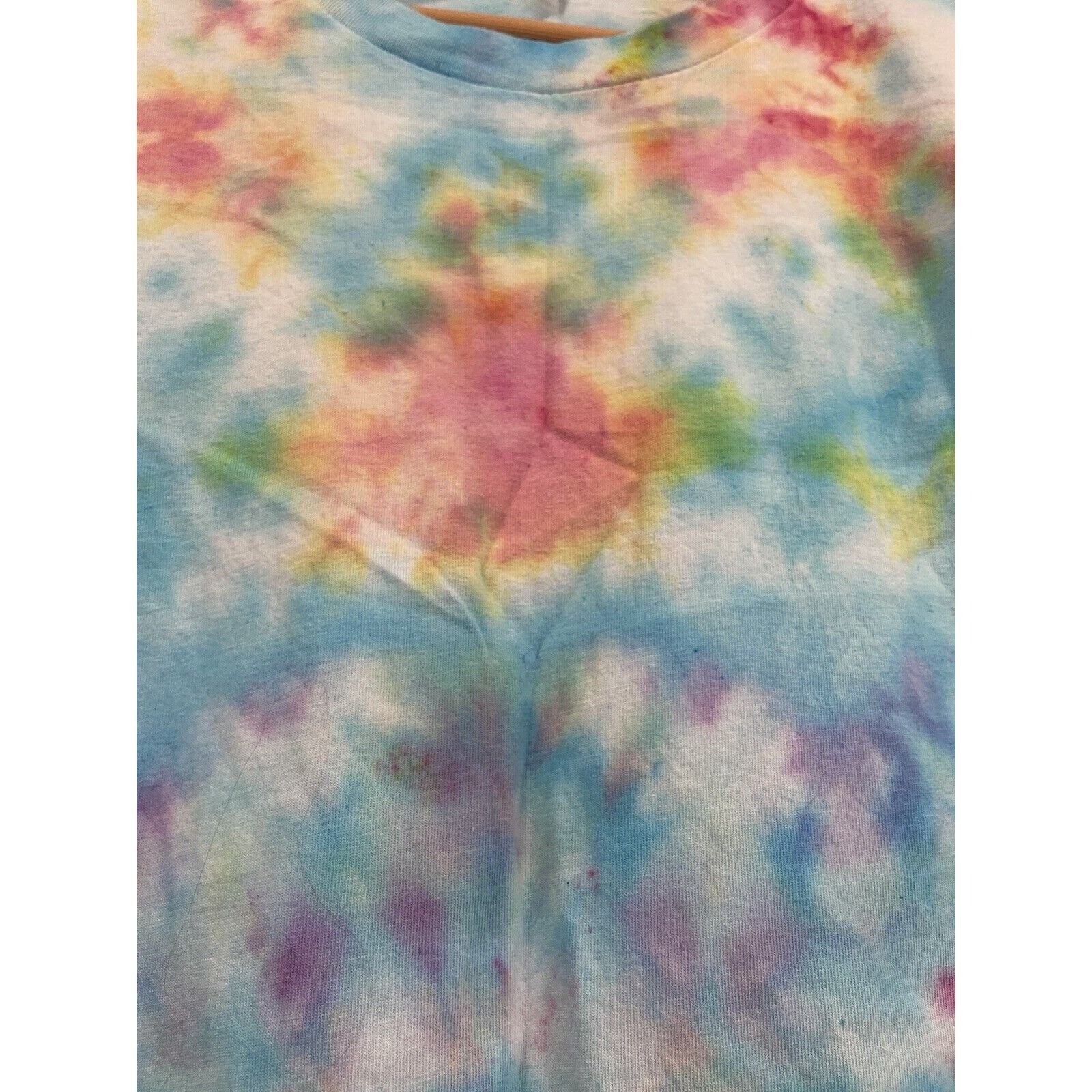 Bella Canvas Tie Dye T Shirt Blue Pink Yellow Short Sleeve Crew Neck M Handmade gallery