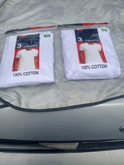 Marco Giovanni Men’s 3-Pack XL White Cotton Tagless Crew Neck T-Shirts