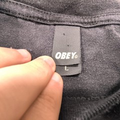 Obey Casual Crew Neck Short Sleeve Graphic Shirt Mens SizeL Black Yellow