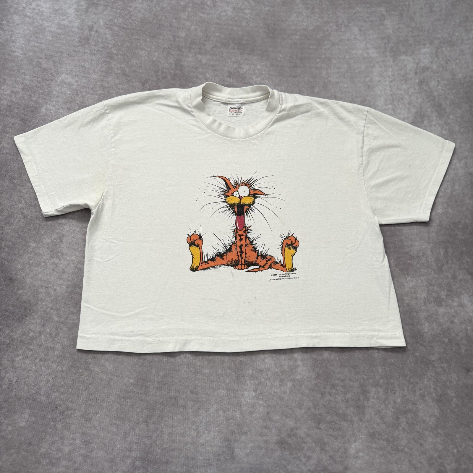 Vintage 80s Stedman Shirt Mens XL White Bill The Cat Bloom County Graphic Tee