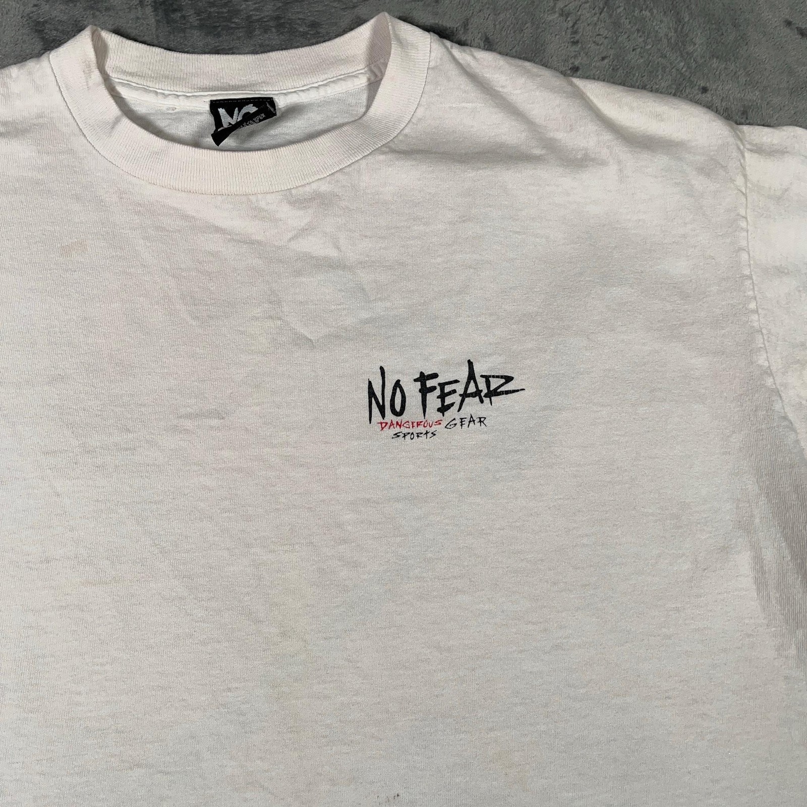 Vintage No Fear T Shirt Men’s Extra Large White Single Stitch USA Baseball 90s gallery