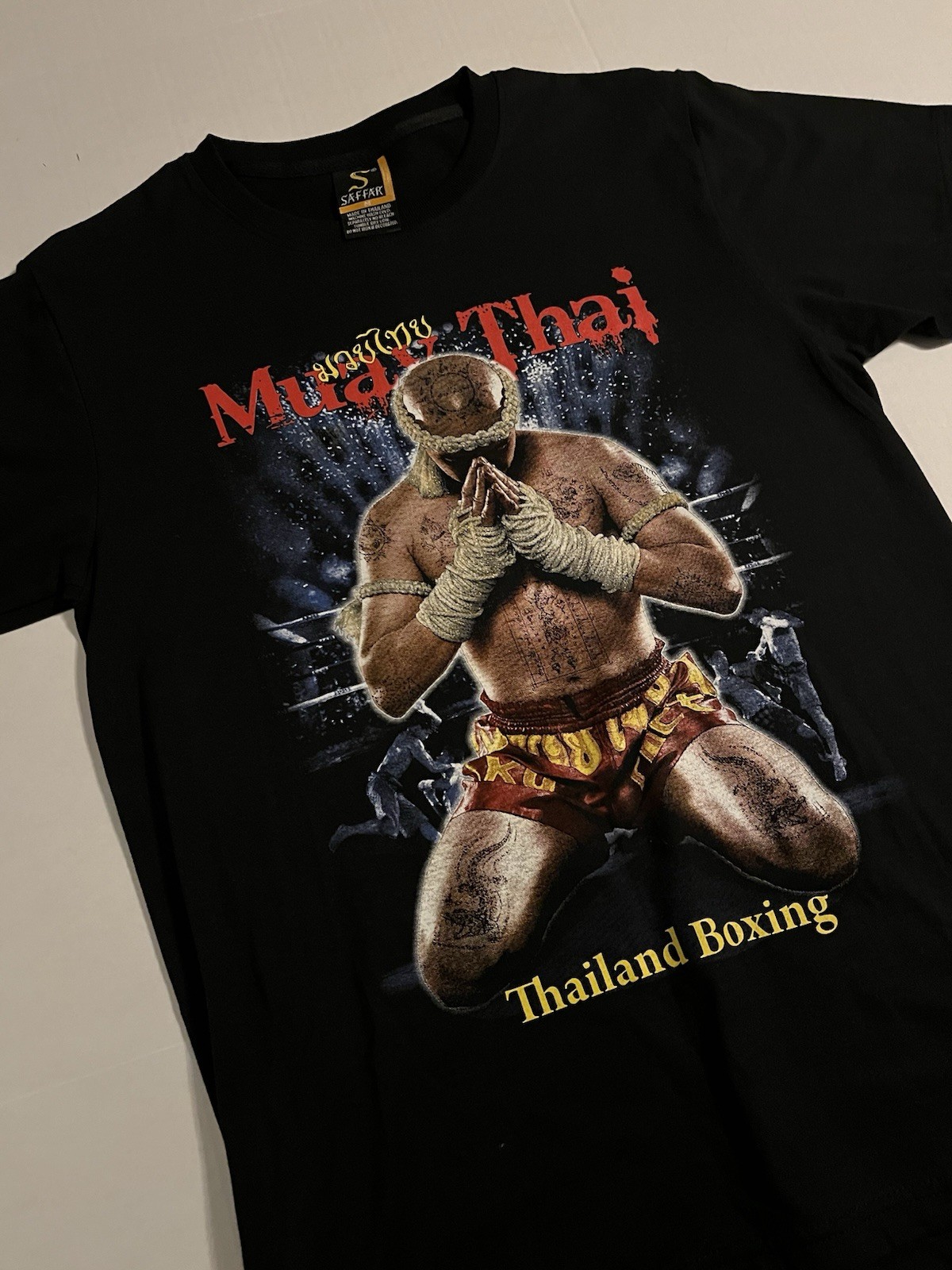 NEW Muay Thai Thailand Boxing Sparkle T-Shirt MEDIUM Saffar MMA Tattoo NWOT gallery