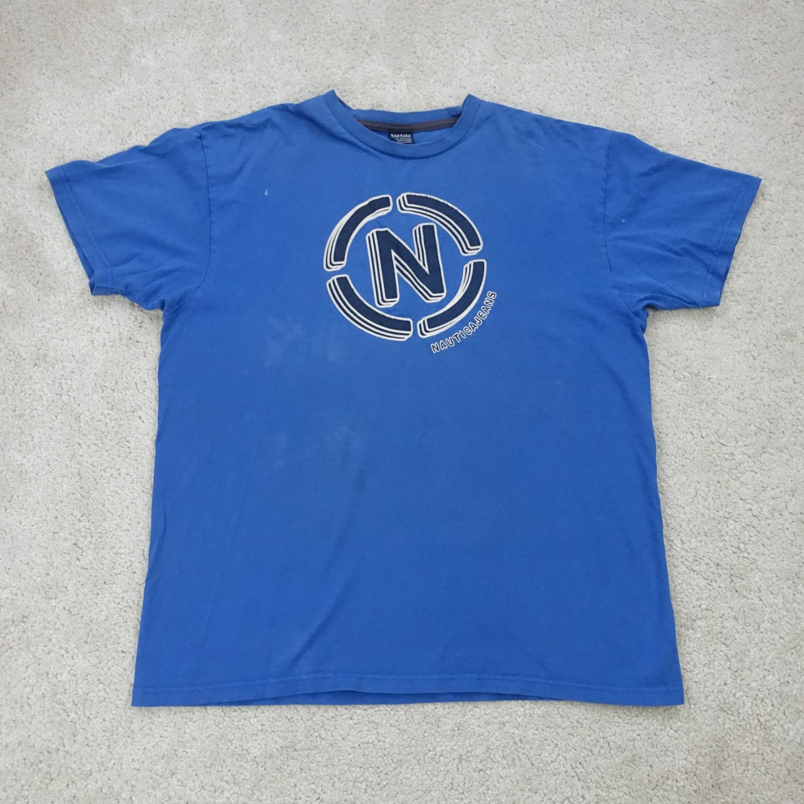 Nautica T Shirt Mens Large Blue Y2K Logo Graphic Casual Streetwear Style