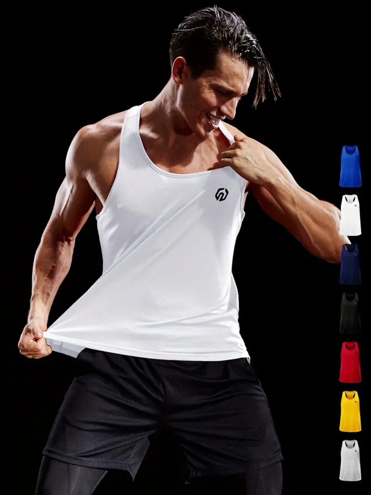 NELEUS 'Dry Fit Logo Muscle' Mesh Tank Top Men's M Gym Workout Exercise WHT NEW! gallery