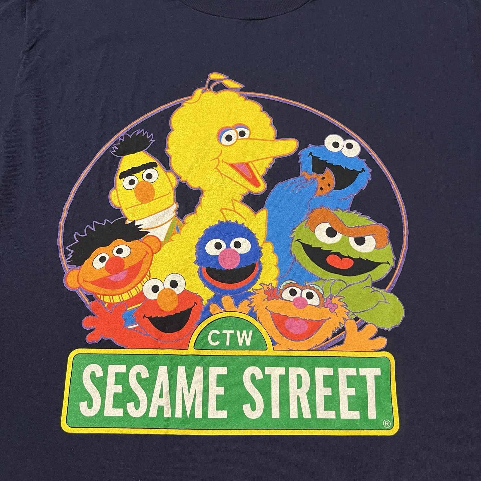 Vintage Sesame Street Big Bird Shirt 90s Jim Henson Cookie Monster Oscar Elmo XL gallery