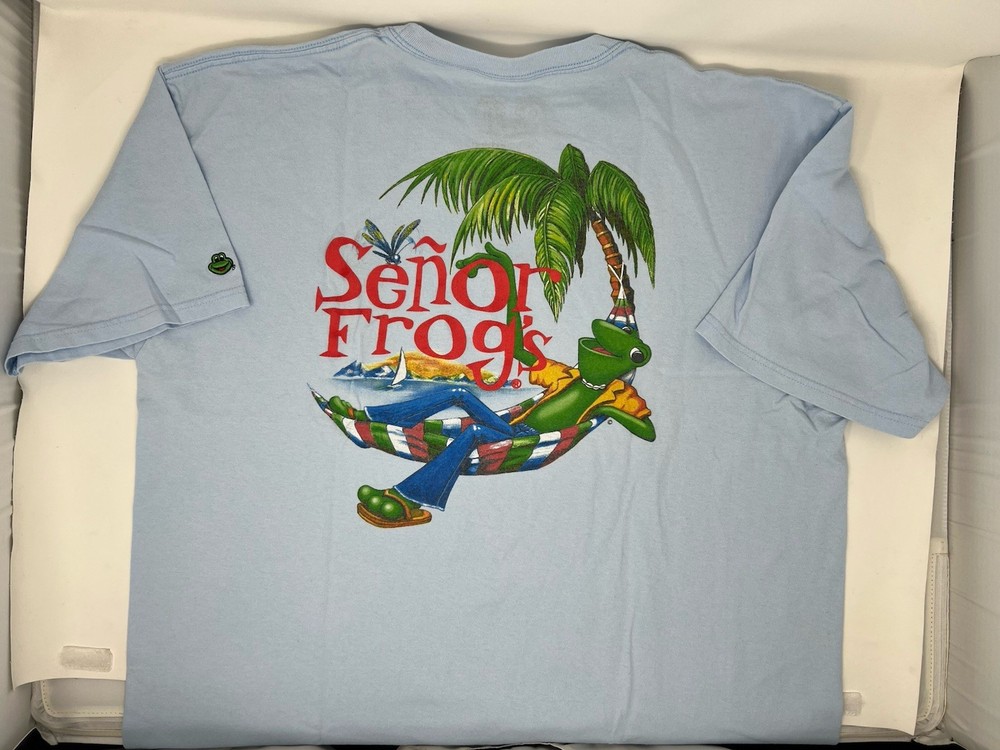 Senor Frogs Puerto Rico Puff Print Blue Single Stitch T-Shirt Men’s Size XL