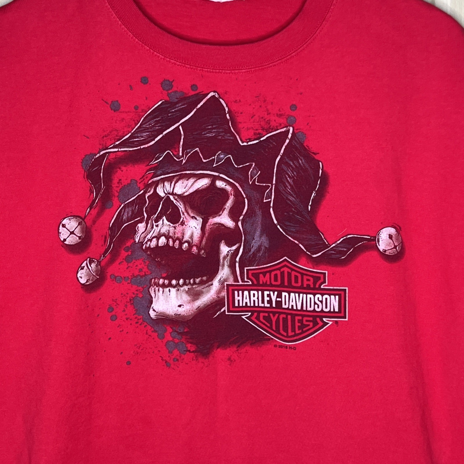 Harley Davidson HD 2016 T Shirt Joker Skull Red Measurements In Description gallery