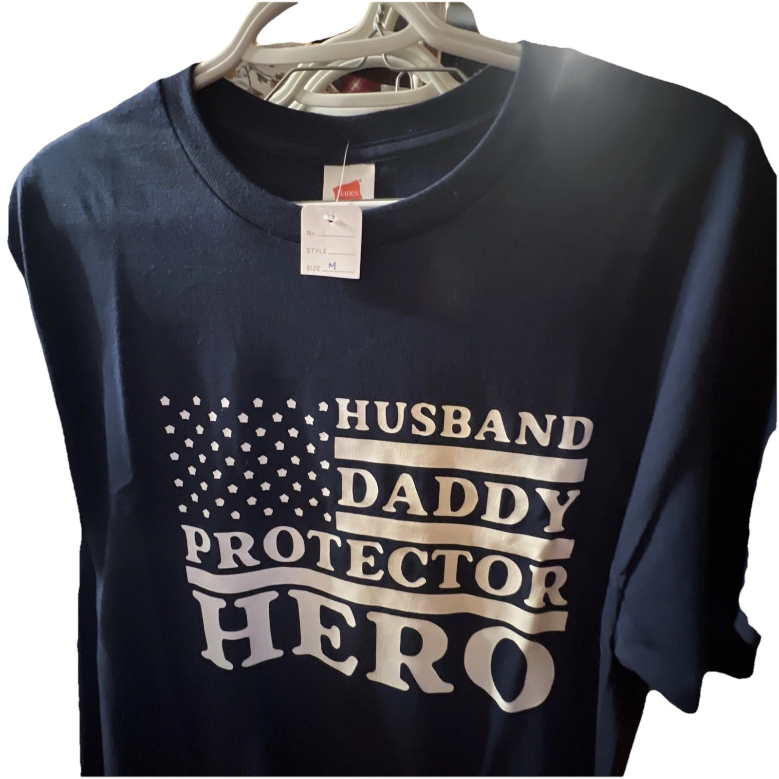 Hanes Customized T-Shirt Husband and Daddy Protector Hero Size Medium M gallery